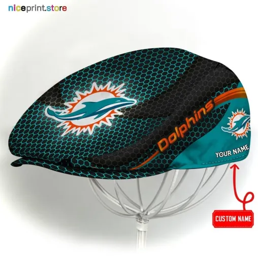 Discover Miami Team Dolphins Jeff Cap Dolphins Newsboy Cap Golf Cap Driving Hat for Men