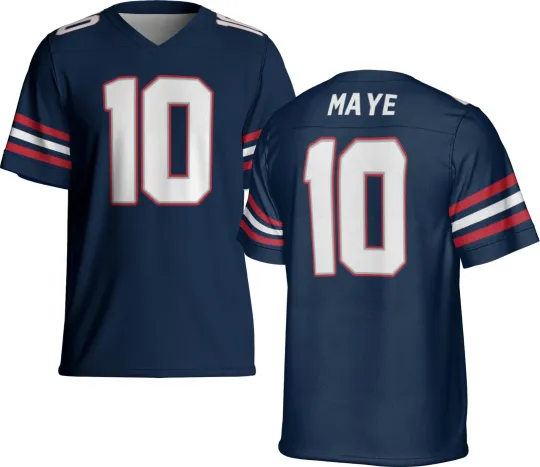 Custom Drake Maye Navy Jersey