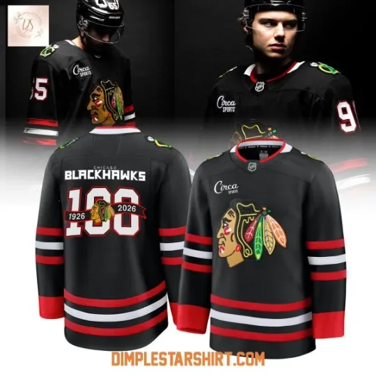 Discover ALLPrint Chicago Blackhawks Back In Black Alternate 100 Years 2026 Hockey Jersey