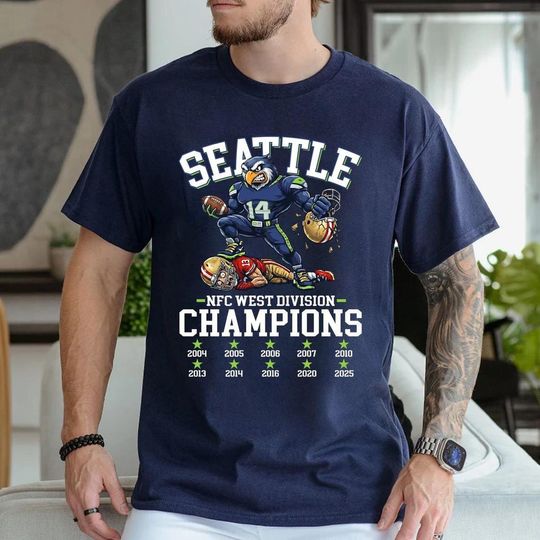 Discover Seattle Football NFC West Division Champs 2025 Shirt, Seattle Football Tee, Sports Team, Gift, America Football
