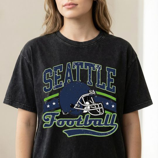 Discover Seattle Football Vintage T Shirt, Retro Seattle Helmet Graphic Tee, Classic Football Fan Shirt, Game Day Sports Gift
