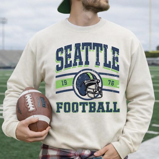 Discover Vintage Seattle Football Sweatshirt, Retro Varsity Distressed Shirt