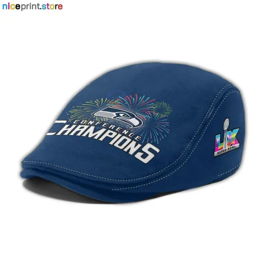 Seattle Seahawks 2025 NFC Champions Jeff Cap Seahawks Flat Cap - Golf Cap