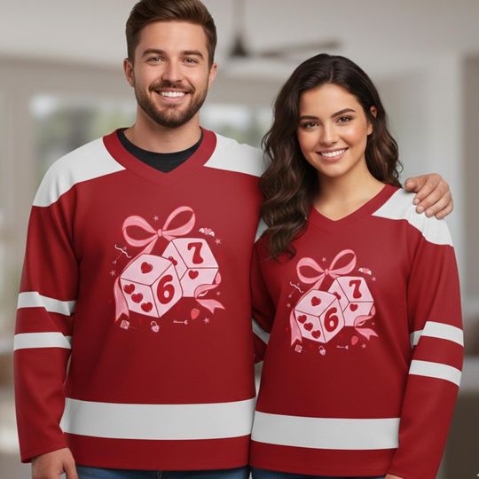 Discover Personalized Preppy Six Seven Valentine Hockey Jersey, Funny 6 7 Cupid Days Love Jersey