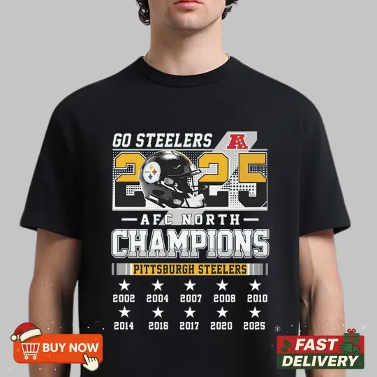Discover Pittsburgh Steeler 2025 AFC North Division Champions TShirt - Size S-5XL
