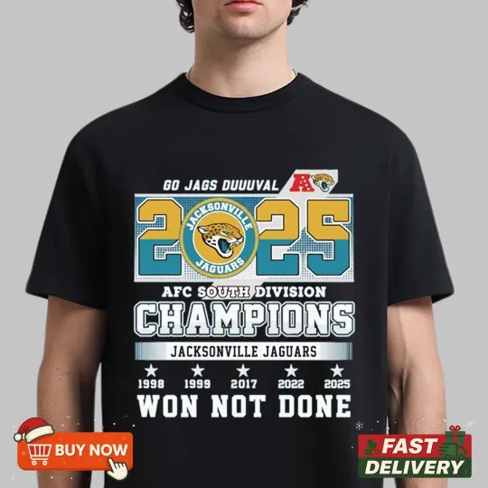 Discover Jacksonville Jaguars AFC South Champions 2025 TShirt - Full Size Ver05