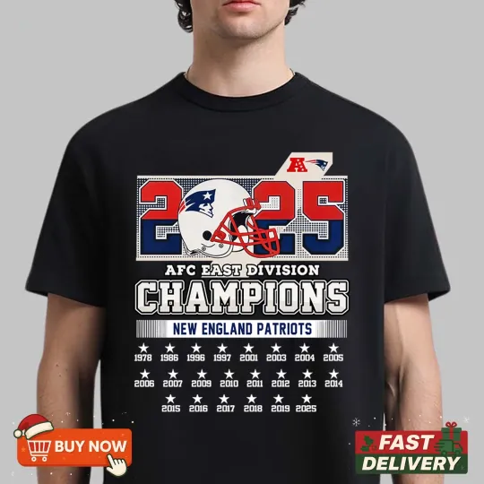 Discover New England Patriots 2025 AFC East Division Champions TShirt