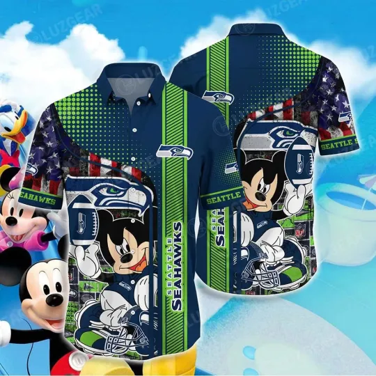 Discover Seattle Seahawks Mickey All-American Hawaiian, Gift For Fans