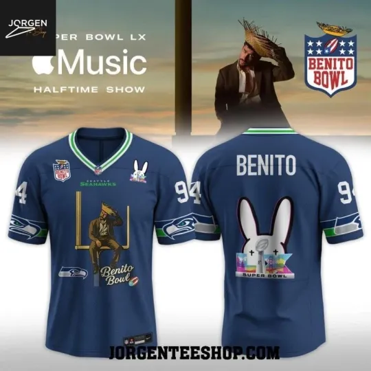 Discover Seattle Green Blue Football Fan Jersey 2026 Halftime Show Inspired AOP