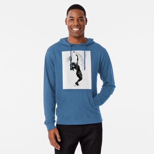 Discover Tennis Girl Player Black and White Silhouette Hoodie