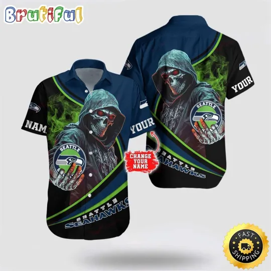 Personalized Seattle Seahawks Hawaiian Shirt Skull Tropical Team Gifting