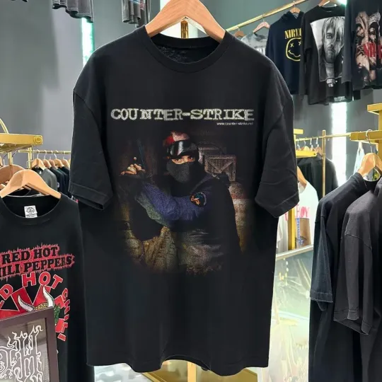 Discover Counter-Strike 1.6 1999 Promo Vintage Washed Black T-Shirt Retro Gaming Tee