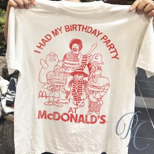 Discover Vintage 90s I Had My Birthday Party at McDonald's White T-Shirt Unisex