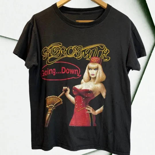 Discover Vintage 1989 Aerosmith Going Down Pump Band T-Shirt for Men Women