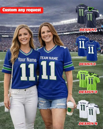 Discover Personalized Seattle Football Famous Team Uniform Jersey For Adults And Kids, Seahawks City Skyline Shirt, Seattle Football Fan Shirt