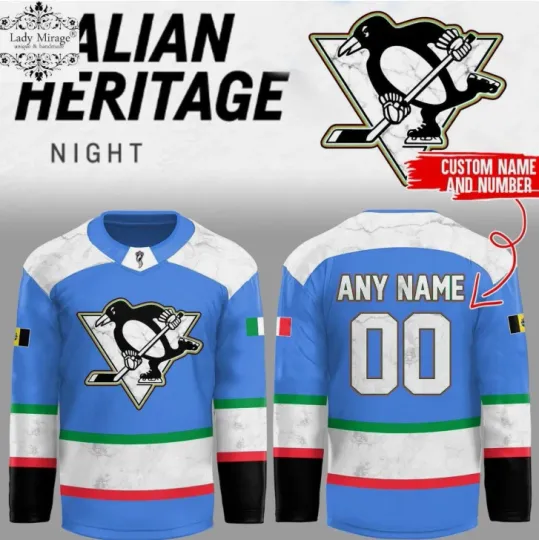 Discover Personalized Penguins Italian Heritage Night 2026 Hockey Jersey Mens