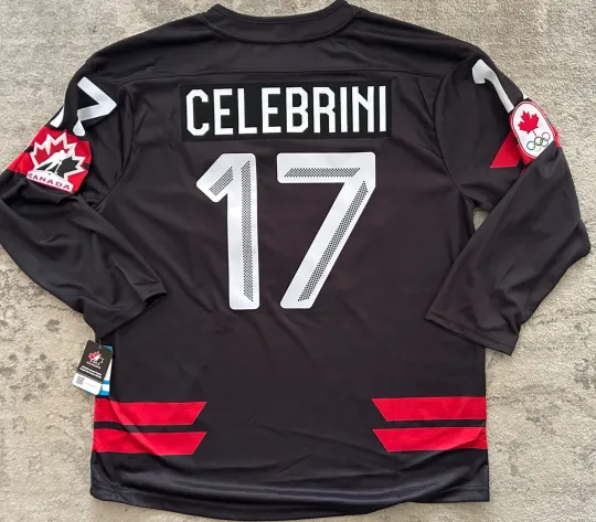 Discover MACKLIN CELEBRINI - 2026 CANADA Olympic Jersey - BAUER hockey XL alternate BLACK