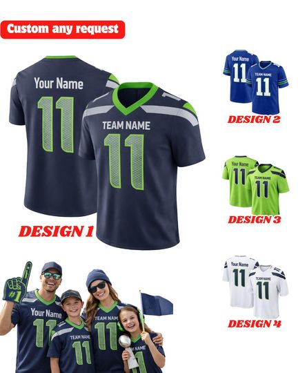 Personalized Seattle Football Famous Team Uniform Jersey For Adults And Kids, Seattle City Skyline Shirt, Seahawks Football Fan Shirt