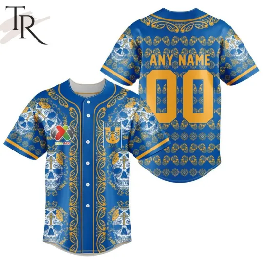 Discover LIGA MX Tigres UANL Dia De Muertos Baseball Jersey