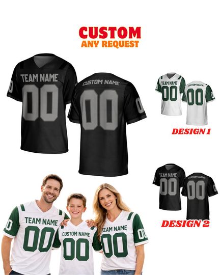 Discover Custom Team JET Football Jerseys for Adults & Kids  Personalized New York Style Shirts