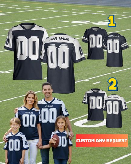 Discover Personalized Football Dallas Jersey, Custom Team Name & Number, Cowboys Game Day Outfit
