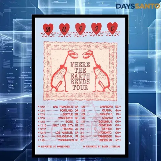 Discover NEW Daffoband Where The Earth Bends Tour Event 2026 Poster Home Decor, Wall Art