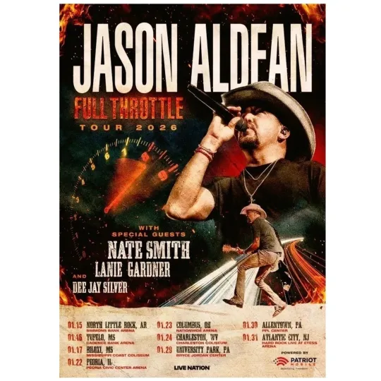 Jason Aldean Full Throttle Tour 2026 Live Country Concert Poster