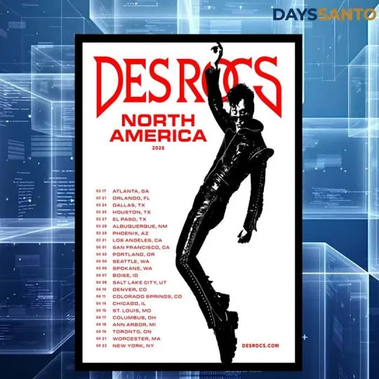 Discover NEW Des Rocs North America Live Tour 2026 Poster Home Decor, Wall Art, Fan Gift