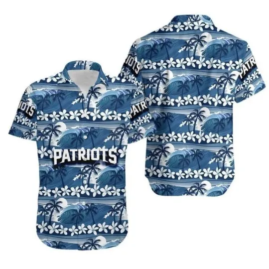 New England Patriots Sunset Palms Hawaiian Shirt Of Gift For Fans