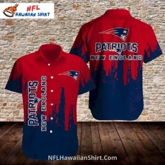 Red And Navy Fade New England Patriots Hawaiian Shirt