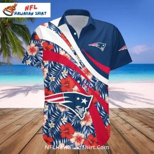 Floral Stripe New England Patriots Aloha Hawaiian Shirt