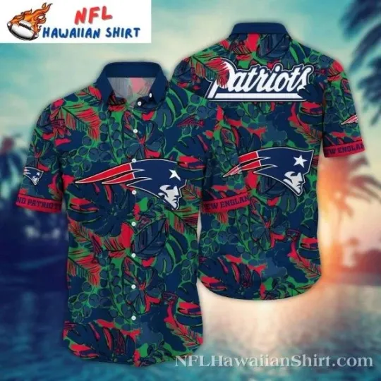 Tropical Blitzz New England Patriots Hawaiian Shirt – Exotic Leafy Showdown Style