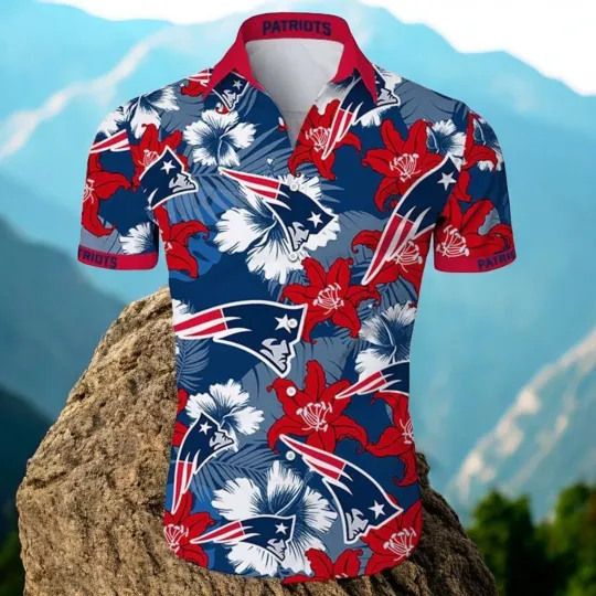 Tropical Flower New England Patriots Hawaiian Shirt, Casual Shirt For Men