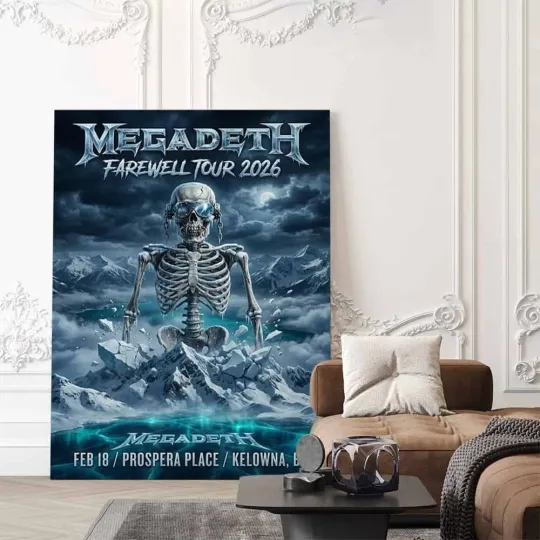 Megadeth Farewell Tour 2026 Kelowna BC Feb 18 Prospera Place Metal Poster Tour