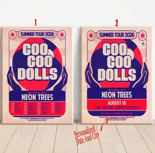 Discover Custom Goo Goo Dolls Summer Tour 2026 Poster