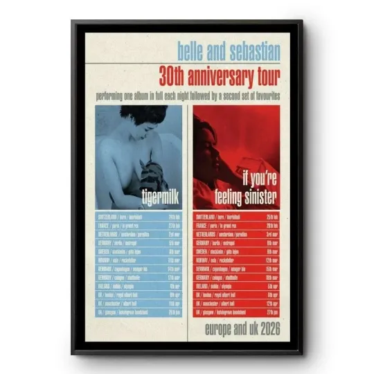 Belle And Sebastian 30th Anniversary Tour 2026 Poster