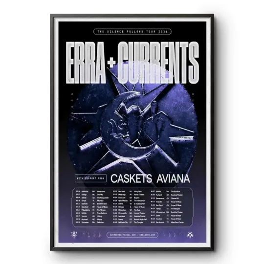 Discover NEW ERRA Currents The Silence Follows Tour 2026 Metal Concert Poster