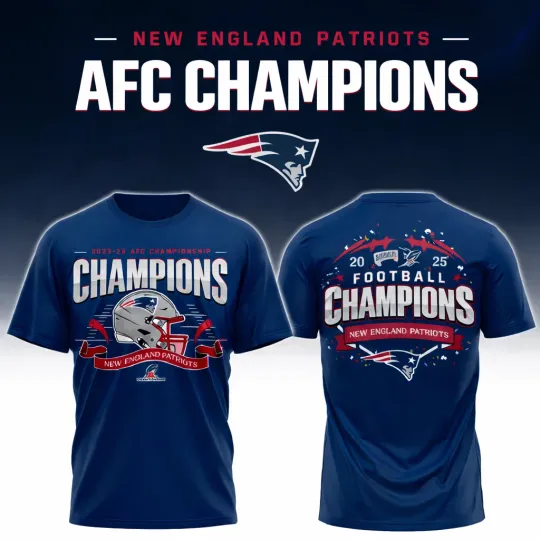 New England Patriots 2025-26 AFC Championship Champions Helmet T-Shirt