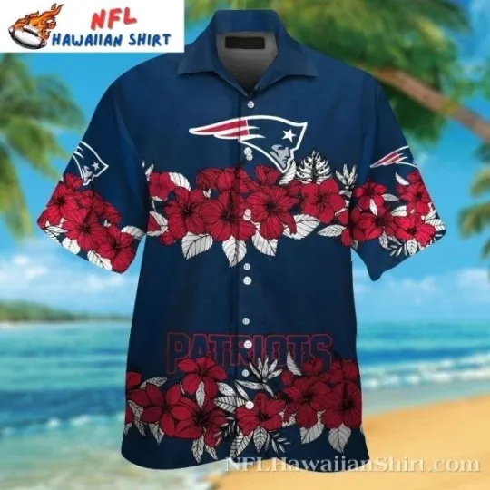 Patriotic Bloom Blue New England Patriots Hawaiian Shirt