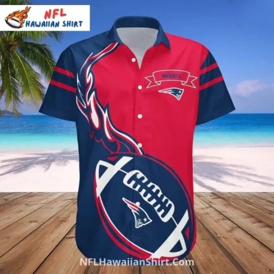Flaming Football New England Patriots Aloha Hawaiian Shirt