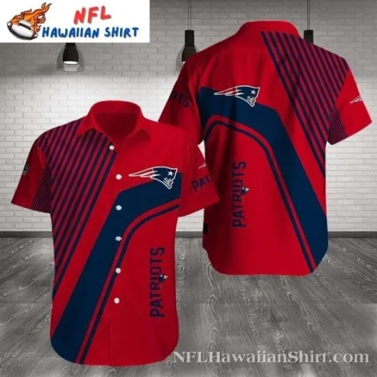 Discover Bold Stripes Red And Navy New England Patriots Hawaiian Shirt