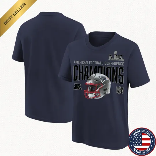 Discover New England Patriots 2025-2026 AFC Champions Helmet T-Shirt