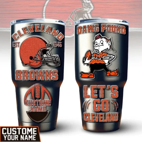 Discover Cleveland Football Team Brownss  30oz Tumbler With Straw Vacuum Insulated