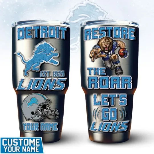 Discover Detroit Football Team Lionss 30oz Tumbler With Straw Vacuum Insulated