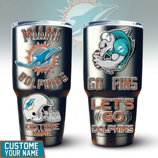 Discover Miami Football Team Dolphinss  30oz Tumbler With Straw Vacuum Insulated
