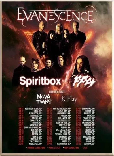 Evanescence North America Tour 2026 Poster