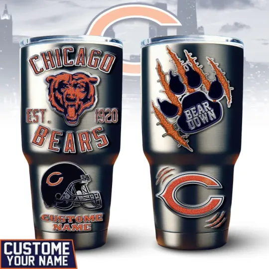 Discover Chicago Football Team Bearss  30oz Tumbler With Straw Vacuum Insulated