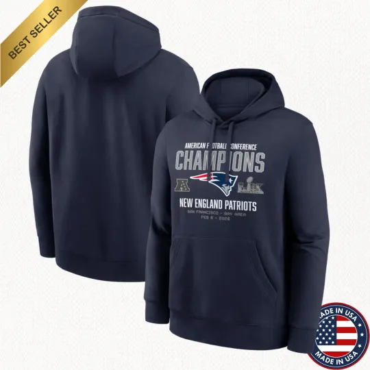 Discover New England Patriots 2026 AFC Champions Team Nation Hoodie All Size