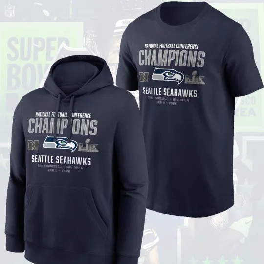 Discover Seattle Seahawks 2025 NFC Champions Team Nation Hoodie For Fans