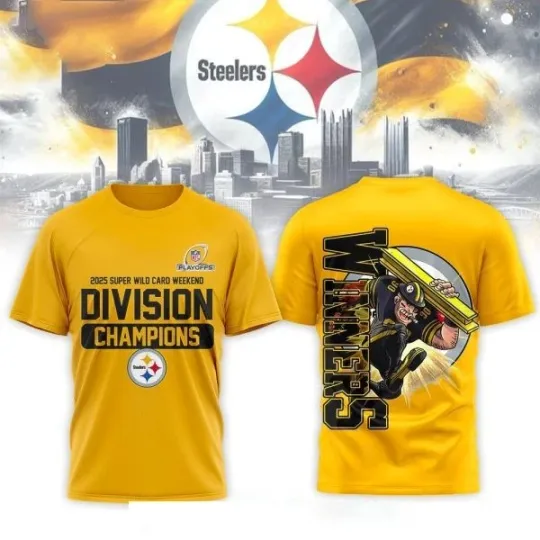 Discover Pittsburgh Steeler Wild Card Weekend Yellow T-Shirt, Double Sided Fan Gift